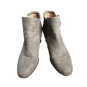 Soul Naturalizer Womens Beige Faux Suede‎ Wedge Ankle Boots Side Zip Size 8 M